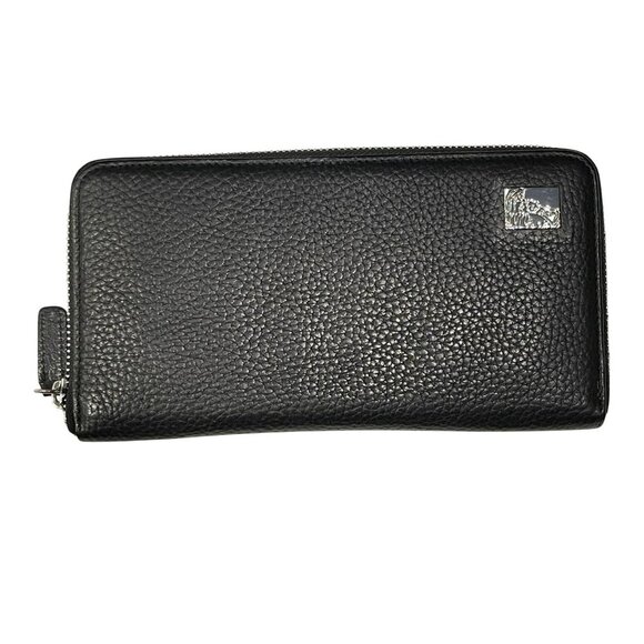 Versace Zip Around Black Leather Wallet Like New - Picture 1 of 12
